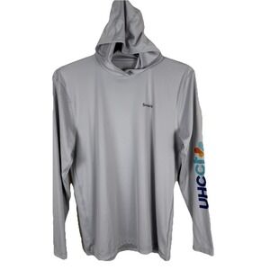 Simms Hooded Shirt Mens Medium Gray Fishing Sun Protection Performance LS Active